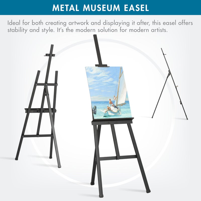 SD STUDIO DESIGNS Studio Designs Museum Display Easel â€“ Heavy-Duty Steel Stand for Painting, Sketching, Photography, Gallery & Event Signage, Posters, Home DÃ©cor â€“ Adjustable, Foldable, 68â€³ Height, Black - Image 2